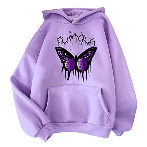 Ollysqiar Women's Print Long Sleeved Sweatshirt Blouse Pullover Solid Color Hooded,under 1 dollar,clerance,5 cent items, tshirt
