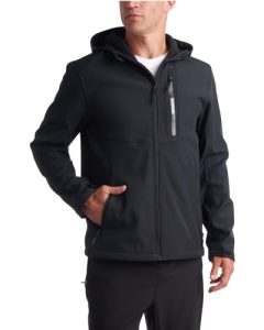 Reebok Men's Jacket - Lightweight Softshell Jacket with Hood – Casual Weather Resistant Coat for Men (S-XXL), Size X-Large, Black