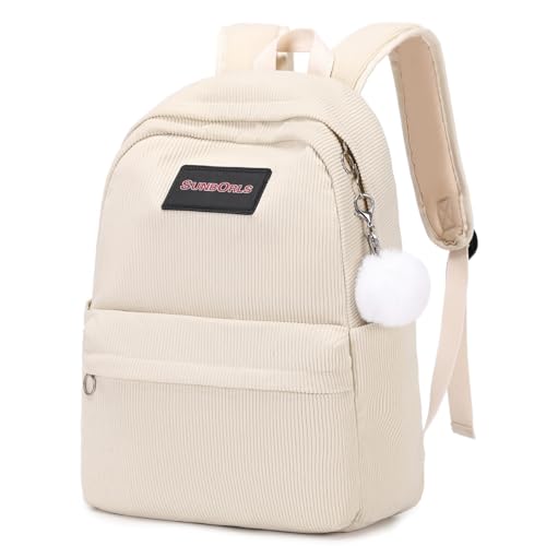 Sunborls Presents a Charming Large Bookbag for Girls, Providing a Cute and Casual Backpack for Women, It's Also a Gift for Girls As a Gif，Off white