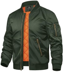 TACVASEN Men's Jackets Zip Up Hiking Fishing Thick Outwear Fall Winter Outwear Green, L