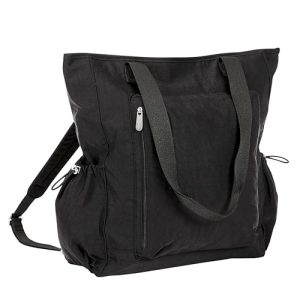 THIRTY-ONE Gifts Convertible Tote, Adjustable and Convertible Backpack Tote for Travel or Work, Black