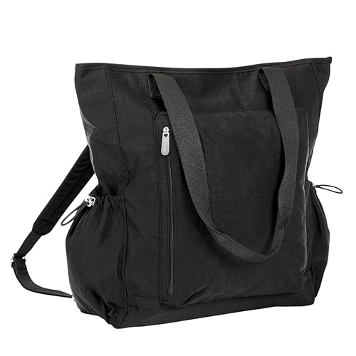 THIRTY-ONE Gifts Convertible Tote, Adjustable and Convertible Backpack Tote for Travel or Work, Black