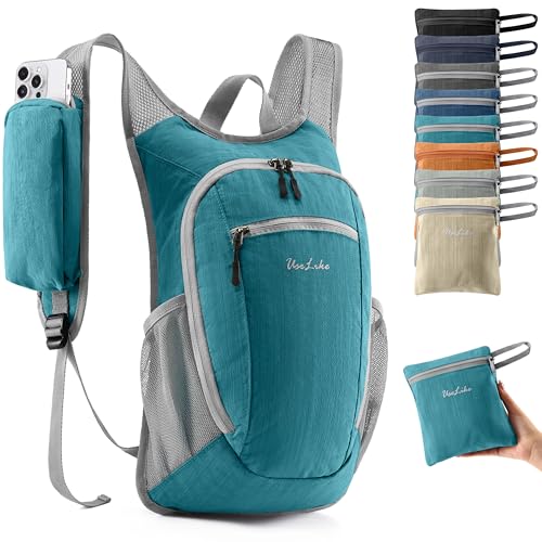 Uselike 10L Small Hiking Backpack Travel Daypack Lightweight Packable Back Pack for Women Men(Teal Blue)
