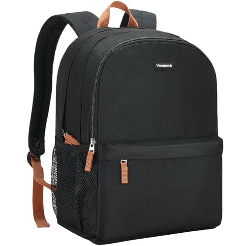 Vorspack Backpack for Men and Women - Lightweight Bookbag College Backpack Casual Daypack Backpacks for Travel Work - Black