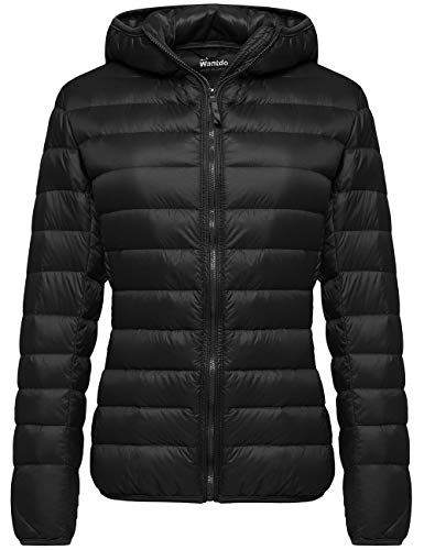 wantdo Women's Ultra Light Down Jacket Winter Packable Spring Jacket Black Medium