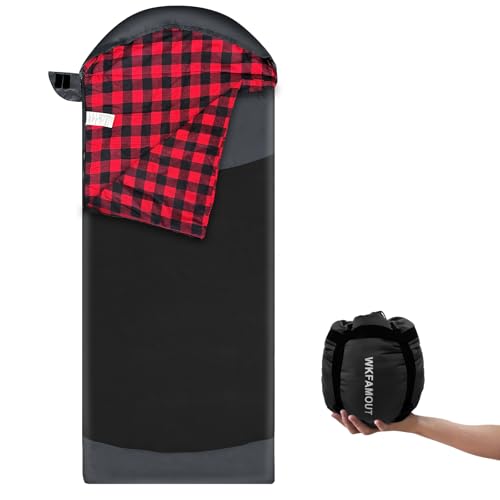 WKFAMOUT Backpacking Flannel Sleeping Bag Lightweight for Adults Hiking Ultralight Compact Sleeping Bag Portable Warm Weather 3 Seasons with Compression Sack