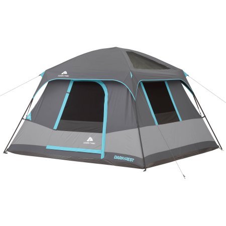 10' x 9' Ozark Trail Six-Person Dark Rest Cabin Family Camping and Adventure Tent, Includes a Gear Loft, Hanging Organizer, and Electrical Port Access and Ground Vent for Improved Air Circulation