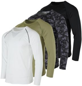 4 Pack Mens Long Sleeve Compression Shirts for Men Thermal Running Gym Gear Rash Guard Workout Base Layer Cold Weather Ski Athletic Winter Bjj Dri Fit Undershirt Ropa Trmica T-Shirts- Set 1, Large