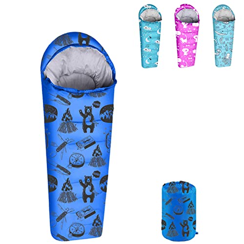 ANJ Outdoors 32F-59F Youth and Kids Sleeping Bag | Indoor/Outdoor Boys and Girls Sleeping Bag | Mummy Style, Lightweight Sleeping Bag for Kids
