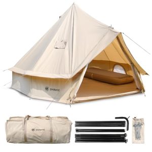 Canvas Tent Glamping Tent Bell Tent, 4 Seasons Yurt Tent for Camping 3M/4M/5M Canvas Tents with Stove Jacks, Dream House Family Camping Outdoor Hunting Party (3 M)