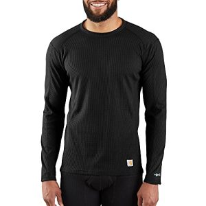 Carhartt Men's Black Base Force Midweight Long Sleeve Crew Neck T-Shirt, Medium