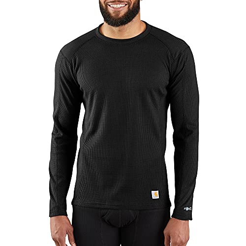 Carhartt Men's Black Base Force Midweight Long Sleeve Crew Neck T-Shirt, Medium