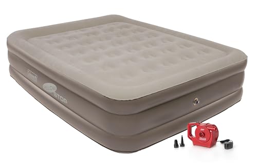 Coleman SupportRest Double-High 18" Queen Air Mattress | Indoor and Outdoor Raised Airbed with 120V Rechargeable Air Pump | Blow Up Air Mattress for Camping