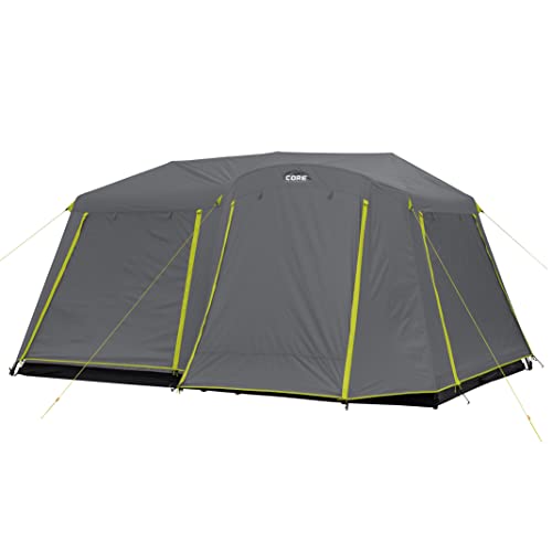 CORE 9 Person Instant Cabin Tent | Large Multi Room Tent for Family with Full Rainfly for Weather Protection and Storage for Camping Accessories | Portable Huge Tent for Car Camping with Carry Bag