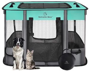 Dog Playpen,Pet Playpen,Foldable Dog Cat Playpens,Portable Exercise Kennel Tent Crate,Water-Resistant Breathable Shade Cover, Indoor Outdoor Travel Camping Use for Small Animals with Carrying Case(M)