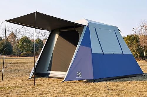 EVER ADVANCED Blackout 6 Person Camping Tent, Instant Cabin Tent for Family with Vestibule and Large Mesh Windows, 60s Easy Setup, Double Layer, Water-Resistant, Blue