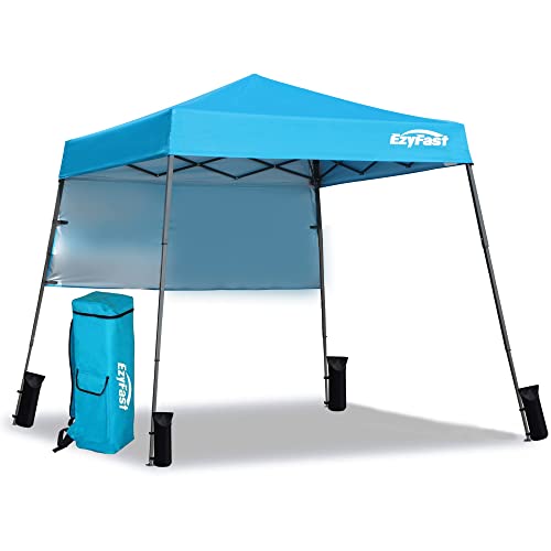 EzyFast Ultra Compact Backpack Canopy, Pop Up Shelter, Portable Sports Cabana, 7.5 x 7.5 ft base / 6 x 6 ft top for Hiking, Camping, Fishing, Picnic, Family Outings