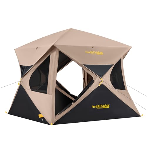 FanttikOutdoor Alpha C4 Ultra Instant Cabin Tent 4 Person Pop Up Camping Tent Setup in 60 Seconds Portable Hub Tent with Rainfly & Windproof for Outdoor Camping & Overlanding