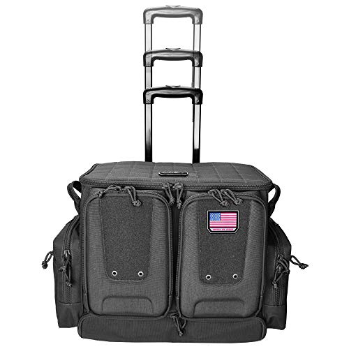 G. Outdoor Products Tactical Rolling Range Bag | Black | 10 Handguns Capacity | Durable Secure Pistols, Magazines & Shooting Accessories Storage