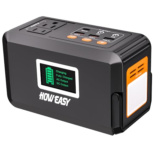 HOWEASY 120W Portable Power Bank, 88WH/24000mAh Portable Laptop Charger Battery Backup with 2 110V AC Socket/ 3 DC Ports/2 USB QC3.0/LED Light for CPAP Outdoor Camping Trip Hunting Emergency