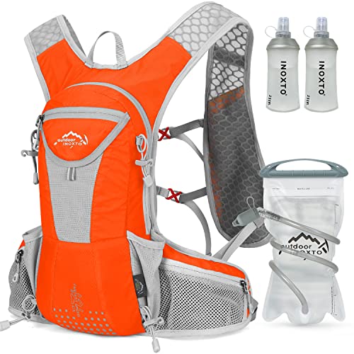 IX INOXTO Hydration Pack Backpack, Lightweight Water Backpack with 2L Hydration Bladder Daypack for Men Women,Running Hydration Vest for Trail Running Hiking Cycling Race Climbing (Light orange)