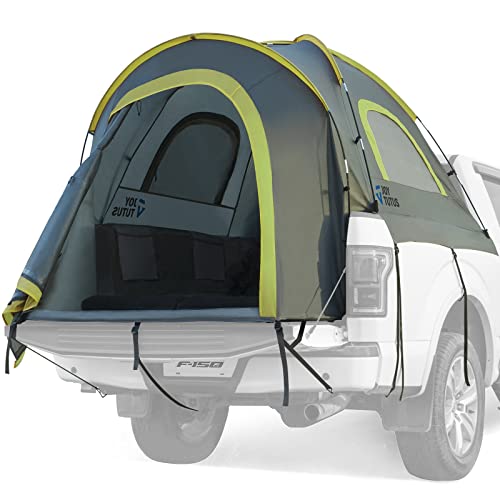JoyTutus Pickup Truck Tent 2.0, Waterproof PU2000mm Double Layer for 2 Person, Portable Truck Bed Tent with Rainfly, 5.5'-6' Camping Preferred - Green