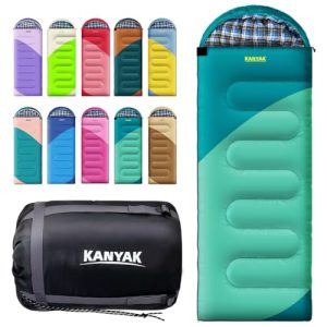 KANYAK Warm & Cool Weather Single Sleeping Bag for Adults Kids, Ideal for Hiking, Camping & Outdoor Adventures, Great Gift for Camping Lover…