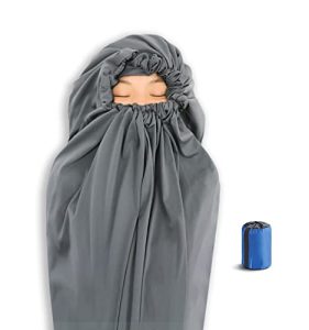 Litume Thermolite All Season Sleeping Bag Liner Add Up to 22°F / 12°C, Mummy Sleeping Sack for Backpacking, Camping, Traveling, for Cold Weather Winter, Sleep Sack with Drawstring Hood (E626)