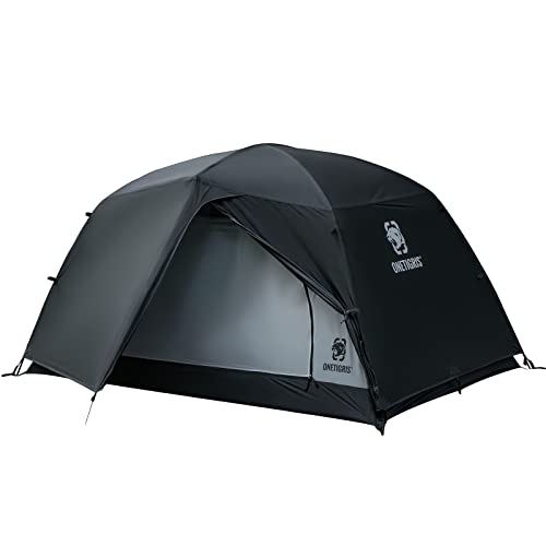 OneTigris Stella 4 Season Camping Tent Backpacking 2 Person Waterproof Lightweight Easy Setup Instant 3000mm Waterproof Rating Outdoor Hiking Tent, Black
