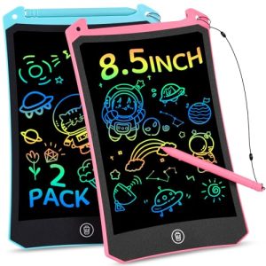 RaceGT 2 Pack LCD Writing Tablet Doodle Board Tablet with Colorful Screen Magic Board Travel Essentials for Camping Trip Kids Gift Boys Girls and Toy for 3 4 5 6 7 8 Years Old Kids (Pink & Blue)