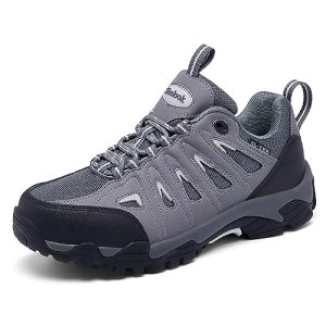 SHULOOK Hiking Shoes Women | Waterproof Shoes for Women | Comfortable & Light-Weight & Non-Slip | Women's Hiking Shoes Walking Trekking Camping Tennis Sport Sneakers Black Grey 10.5