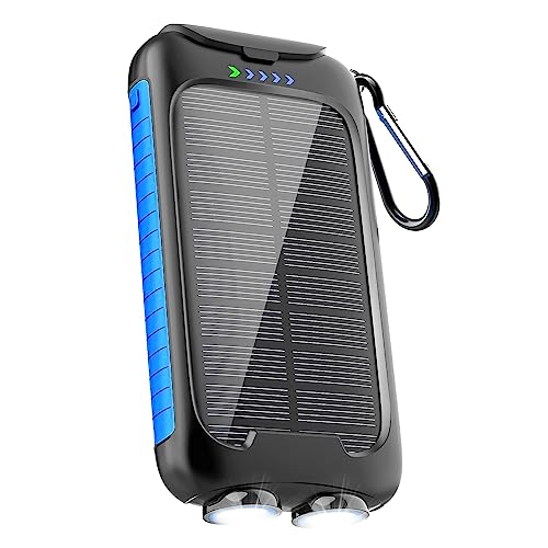 Solar Power Bank Portable Charger 38800mAh Solar Charger Battery Pack with DC5V/3.1A USB C Fast Charge Compatible with iPhone Samsung iPad Dual LED Bright Flashlight Perfect for Camping