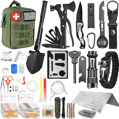 Survival Kits, 149Pcs Survival Gear First Aid Kit IFAK with Molle System Essential Camping Gear Emergency Medical Supplies for Car Fishing Hunting Outdoor Adventure, Camping Essentials