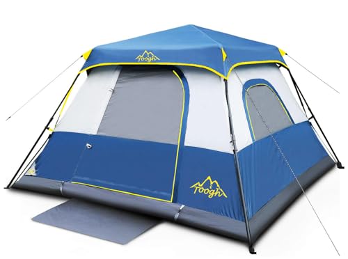 Toogh 3/4 Person/6 Person Camping Tent Fast Cabin Tent with Instant Setup Tent, Weatherproof Tent Easy Quick Set Up & Pop Up in 60 Seconds with Rainfly Backpack for Family Camping,Upgraded Ventilation
