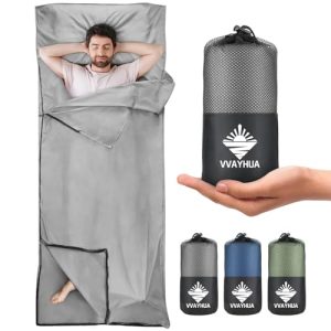 VVAYHUA Sleeping Bag Liner, Adult Sleep Sack Travel Sheets, Two-Way-Zipper Expose Feet Separately, Portable Single Camping Sheet for Hotel,Hostels,Business Trips & Traveling-Grey