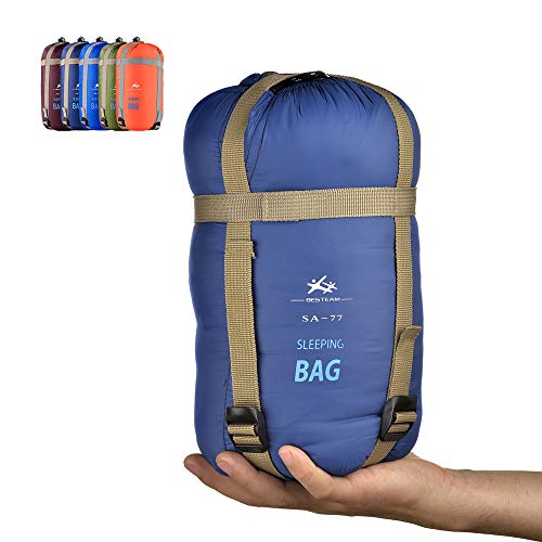 WERTYCITY Warm Weather Sleeping Bag - Portable Waterproof Compact Lightweight, Packable with Compression Sack for Kids Teens Adults Camping Backpacking Hiking(Dark Blue)