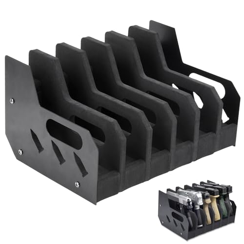 YiePhiot Pistol Rack, Handgun Display Holder, Foam Pistol Holder Pistol Rack for Gun Safe with 6 Gun Slots, Foam Holder for Up to 6 Pistols(Black)