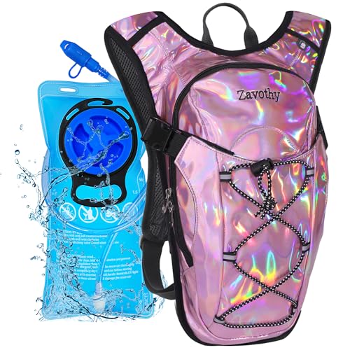 Zavothy Rave Hydration Backpack Lightweight Water Backpack for Cycling Running Hydration Pack Hiking Backpack with 2L Water Bladder Pink