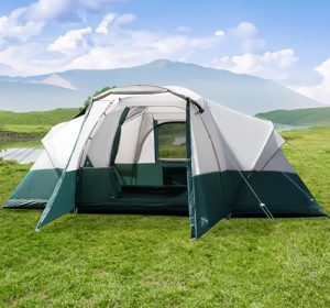 11 Person Camping Tent with Porch/Vestibule, 16x10Ft Family Tents for Camping, Large Dome Tents, Tunnel Tent Includes Rainfly and Carry Bag, Easy Setup Big Tent for Camping and Backyard