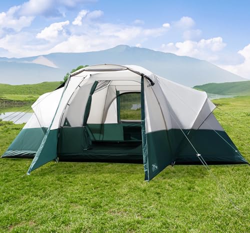 11 Person Camping Tent with Porch/Vestibule, 16x10Ft Family Tents for Camping, Large Dome Tents, Tunnel Tent Includes Rainfly and Carry Bag, Easy Setup Big Tent for Camping and Backyard