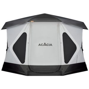 ACACIA Space Camping Tent XL, 4-6 Person Large Family Tent with 6'10'' Height, 2 Doors, 8 Windows, Waterproof Pop Up Easy Setup Hub Tent with Rainfly, Footprint for Car Camping, Glamping, Moonstone