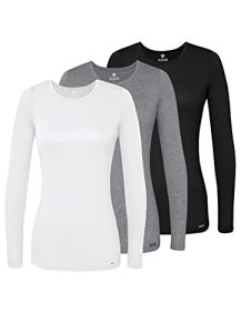 Adar Uniforms Underscrubs for Women 3 Pack, Long Sleeve Underscrub Comfort Tee, 2903, Black/Dark Marl Gray/White, M