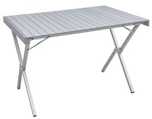 ALPS Mountaineering Folding Camping Table with Smooth Easy-to-Clean Roll Top and Sturdy and Lightweight Aluminum X Frame, Shoulder Carry Bag, Regular, Silver - New