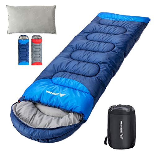 BISINNA Sleeping Bag with Pillow - 4 Season Backpacking Sleeping Bag Lightweight Waterproof Warm and Washable for Adults, Kids, Women, Men's Outdoors Camping, Hiking, Mountaineering