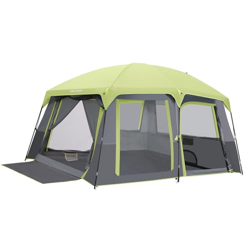 CAMEL CROWN Camping Tents 10 Person Family Cabin Tent with 2 Doors and 4 Windows Large Multiple Room Tent with Floor Mats Tents for Camping Outdoor Hiking (Green, 10 Person)