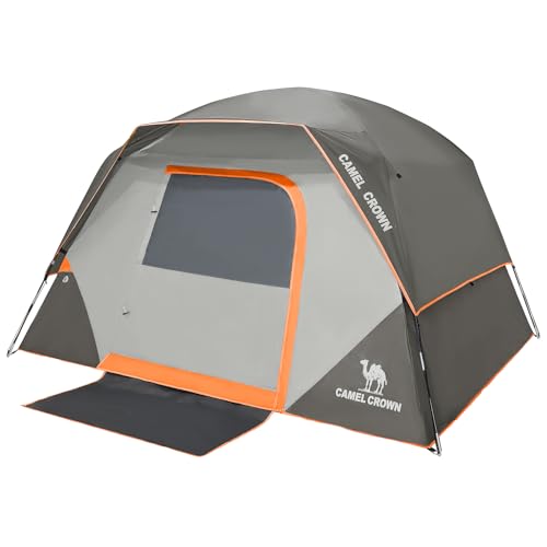 CAMEL CROWN Tents for Camping 4 Person Tent Waterproof Easy Setup Backpacking Tents with Floor Mats 3/4/5 Person Family Tent for Outdoor Hiking