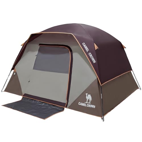 CAMEL CROWN Tents for Camping 4 Person Tent Waterproof Easy Setup Backpacking Tents with Floor Mats 3/4/5 Person Family Tent for Outdoor Hiking