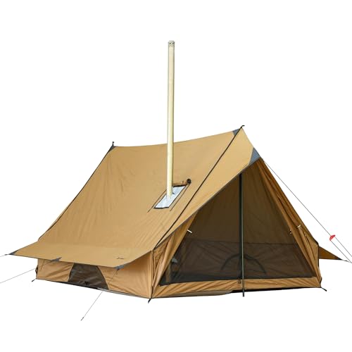 Camping Hot Tent Stove Tent Wall Tent, POMOLY Chalet 70 Pro Portable Cabin Tent with Stove Jack and Two Tent Poles for 2-3 Person Hiking, Hunting, Backpacking | 2024