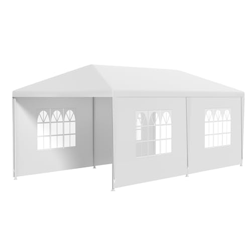 FDW 10'x20' Outdoor Canopy Party Wedding Tent Garden Gazebo Pavilion Cater Events -4 Removable Sidewalls,White