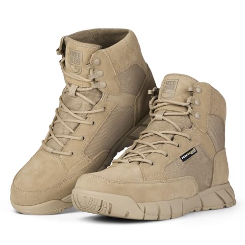 FREE SOLDIER Waterproof Hiking Work Boots Men's Tactical Boots 6 Inches Lightweight Military Boots Breathable Desert Boots(Tan 10)